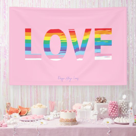LIEFDE Regenboog LGBTQIA Vlag, Pride Letter Roze Spandoek (Feest)