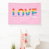 LIEFDE Regenboog LGBTQIA Vlag, Pride Letter Roze Spandoek (Insitu)