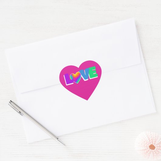Liefde regenbooghartverwarmde Stickers (Envelop)