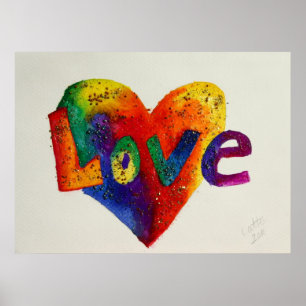 Liefde regenboogkunst Glitter Painting Poster Prin