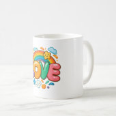 🌈💖 “LIEFDE” Regenboogmok ☕✨ Koffiemok (Voorkant rechts)