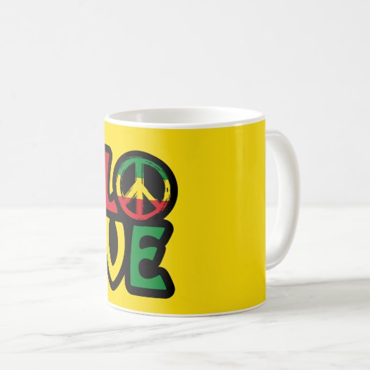Liefde reggae muziek vrede symbool reggae koffiemok (Voorkant rechts)