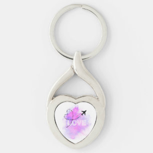 Liefde Reizen Vliegtuig Hart Sleutelhanger