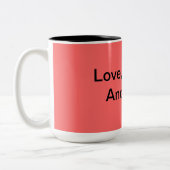 Liefde, respect en loyaliteit tweekleurige koffiemok (Links)