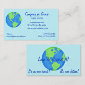 Liefde respect voor de aarde, zijn toekomstige Vis Visitekaartje (Voorkant / Achterkant)