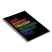 Liefde respect voor vrijheid tolerantie Gelijkheid Notitieboek (Rechterzijde)