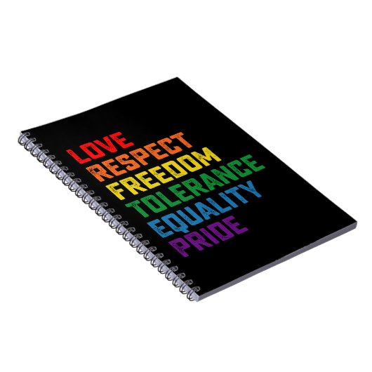 Liefde respect voor vrijheid tolerantie Gelijkheid Notitieboek (Rechterzijde)