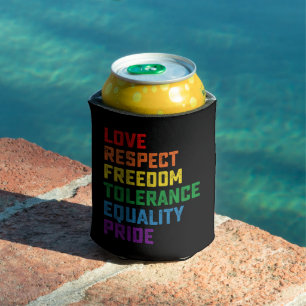 Liefde Respect Vrijheid Tolerantie Gelijkheid Trot Blikjeskoeler