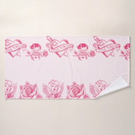 Liefde retro bad handdoek