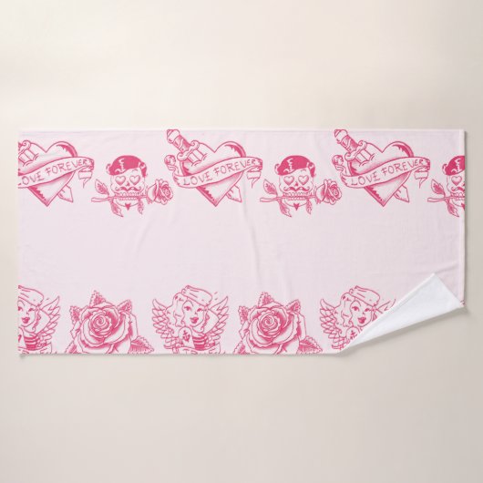 Liefde retro bad handdoek (Badhanddoek)