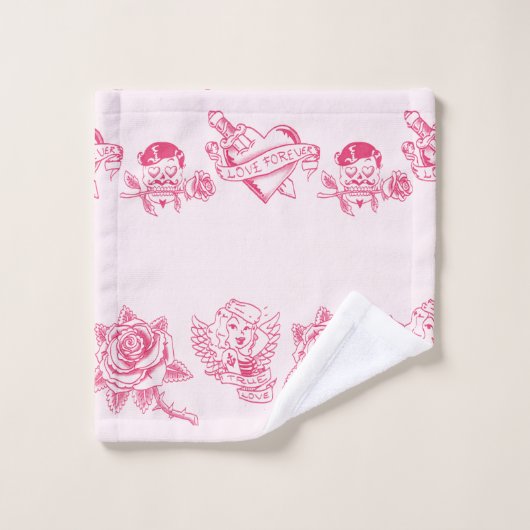 Liefde retro bad handdoek (Wasdoekje)