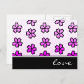 Liefde: Retro Bloemen : Briefkaart (Voorkant / Achterkant)