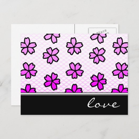Liefde: Retro Bloemen : Briefkaart (Voorkant / Achterkant)