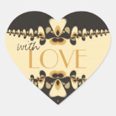 Liefde Retro Deco vlam Hart Sticker (Voorkant)