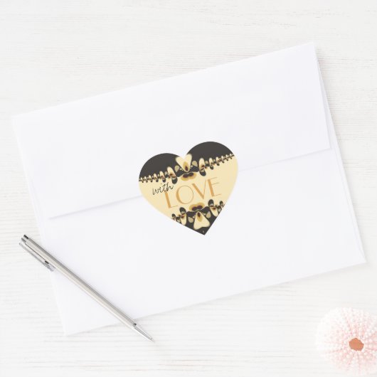 Liefde Retro Deco vlam Hart Sticker (Envelop)