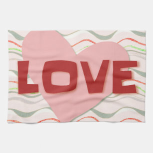 Liefde Retro Hart Retro Stijl Keukenhanddoek