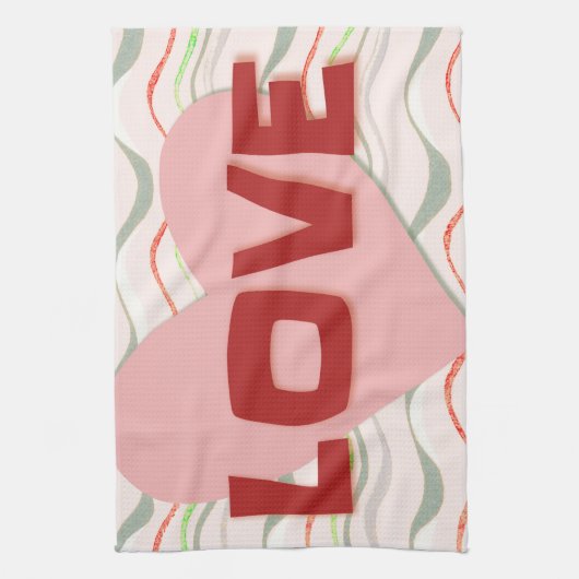 Liefde Retro Hart Retro Stijl Keukenhanddoek (Verticaal)