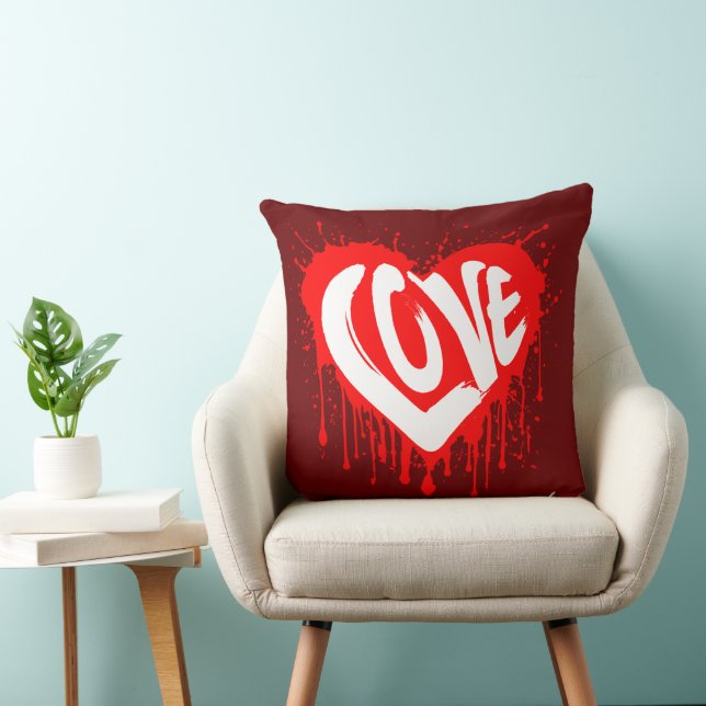 Liefde Retro Rode Hart Valentijnsdag Witte Tekst  Kussen (Stoel)