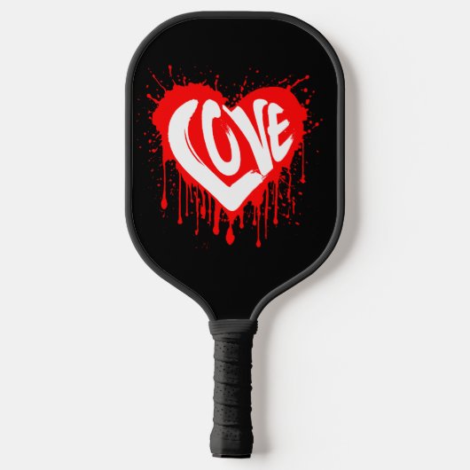 Liefde Retro Rood Hart Valentijn Wit Tekst Pickleball Paddle (Achterkant)