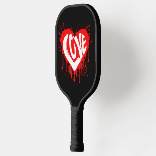 Liefde Retro Rood Hart Valentijn Wit Tekst Pickleball Paddle (Links)