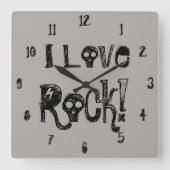 Liefde Rock Schedels Wandklok (Voorkant)