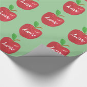 Liefde rode appel en groene bladgroene cadeaupapier (Hoek)