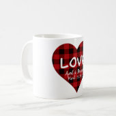 Liefde, rode buffelvlecht, valentijn hart koffiemok (Voorkant links)