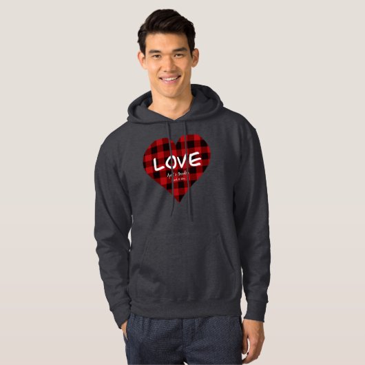 Liefde, rode buffelvlecht, valentijn hoodie (Voorkant volledig)