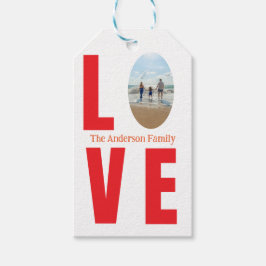 Liefde rode familie foto ovaal vorm modern eenvoud cadeaulabel