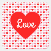 Liefde Rode Hart Roze & Rode Hart Valentijnsdag Pa Vierkante Sticker (Voorkant)