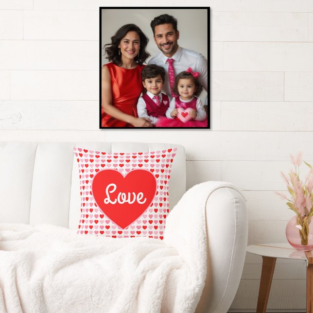 Liefde Rode Hart Roze & Rode Valentijn Hartpatroon Kussen (Creator heeft geüpload)