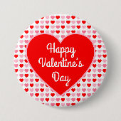 Liefde Rode Hart Roze & Rode Valentijn Hartpatroon Ronde Button 7,6 Cm (Voorkant)