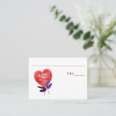 Liefde Rode Hart Trouwtafel  Plaatskaartje (Staand voorkant)