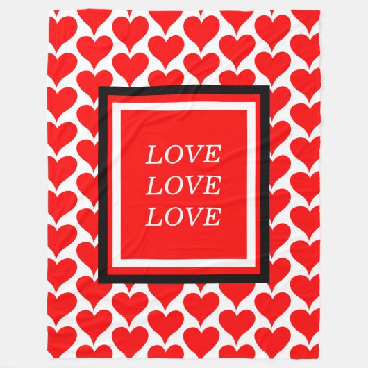 Liefde rode harten rand patroon fleece deken (Voorkant)