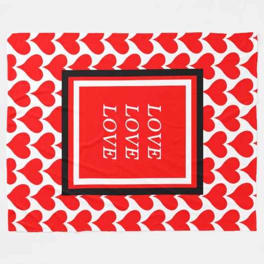 Liefde rode harten rand patroon fleece deken (Voorkant (Horizontaal))