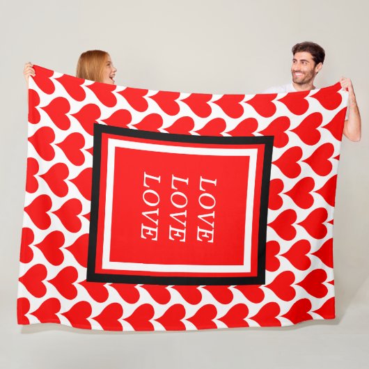 Liefde Rode Harten Randpatroon Fleece Deken (In situ)