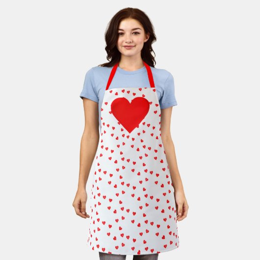 Liefde Rode Harten Valentijnsdag All-Over-Print Schort (Gedragen)