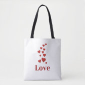 Liefde, rode harten, witte canvas tas. tote bag (Voorkant)