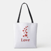 Liefde, rode harten, witte canvas tas. tote bag (Achterkant)