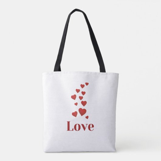 Liefde, rode harten, witte canvas tas. tote bag (Achterkant)