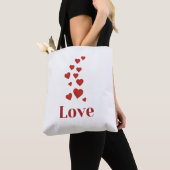 Liefde, rode harten, witte canvas tas. tote bag (Dichtbij)