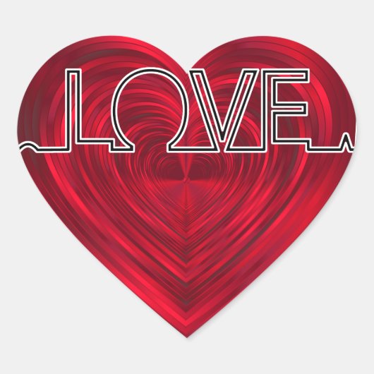 Liefde, rode hartslag, ECG-golfvector v2 Hart Sticker (Voorkant)