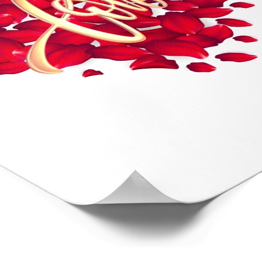 Liefde Rode Kleur Hart Vorm Petals Poster (Hoek)