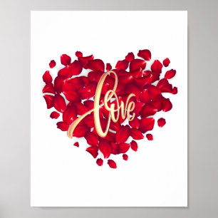 Liefde Rode Kleur Hart Vorm Petals Poster