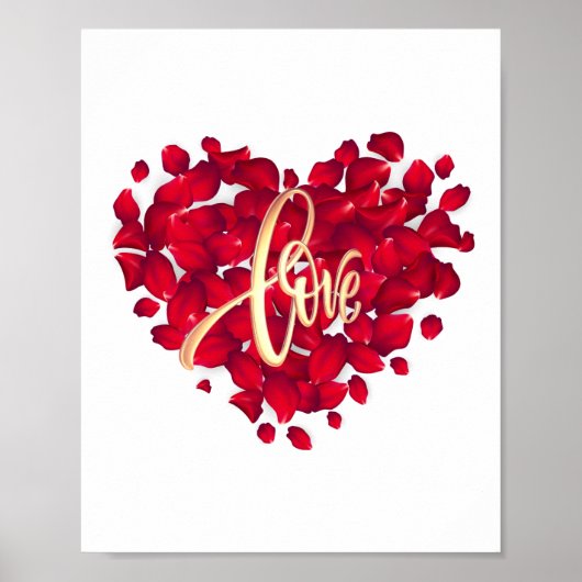 Liefde Rode Kleur Hart Vorm Petals Poster (Voorkant)