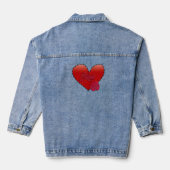 Liefde rode roos hart denim jacket (Achterkant)