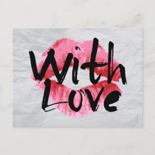 Liefde Rode Roze Lipstick Kus bruiloft Jubileum Briefkaart