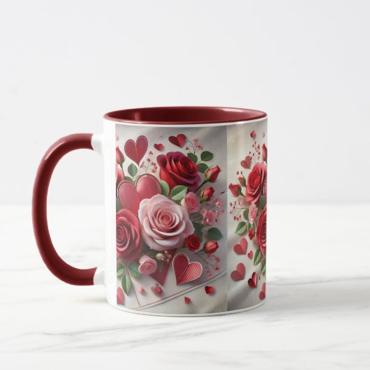Liefde Rode Rozen en Harten Valentijnsdag Mok (Links)