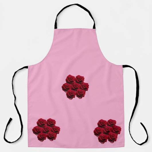 Liefde. Rode rozen uit de tuin. Schort (Voorkant)