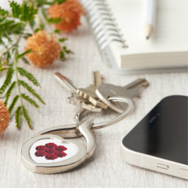 Liefde. Rode rozen uit de tuin. Sleutelhanger